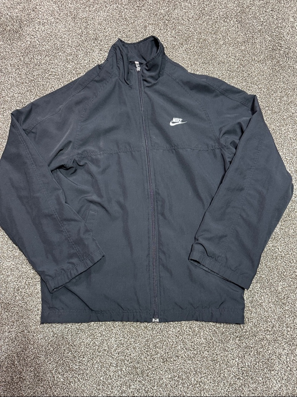 Nike Men's black Full-Zip Windbreaker Jacket with cotton lining SMALL